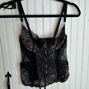 Victoria’s Secret Black Lace Corset Bra Lingerie Top 34B